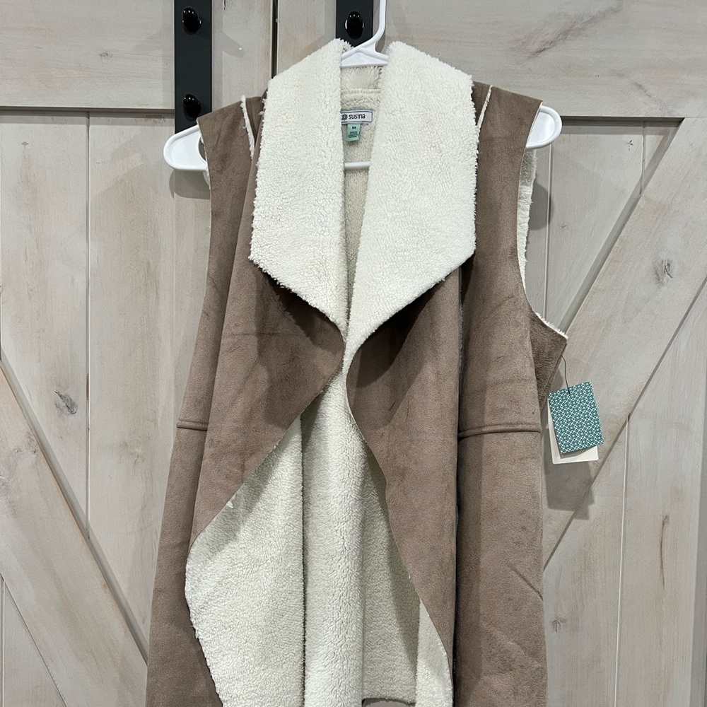 Suede fur lined vest